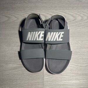 Nike Gray Strap Sandals with White Soles